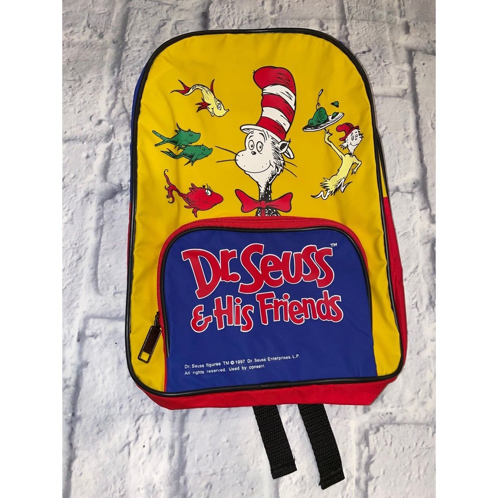 Vintage 1997 Dr. Suess Cat In The Hat And His Friends Kids Toddler Backpack